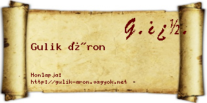 Gulik Áron névjegykártya